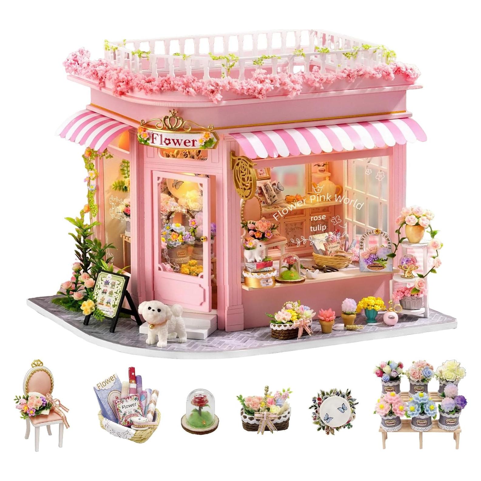 Kit de Casa en Miniatura CUTEROOM - Tienda de Flores Colorida
