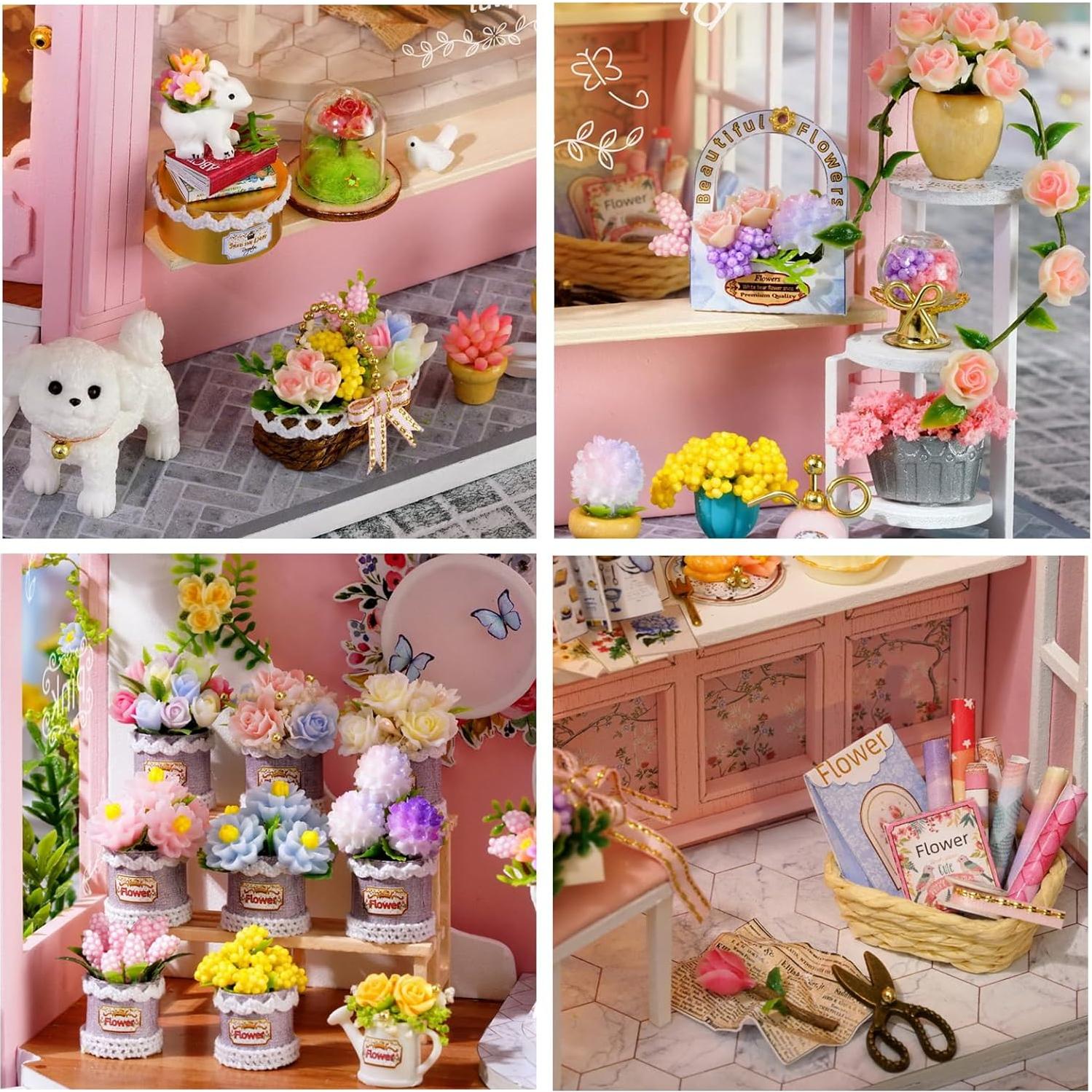 Kit de Casa en Miniatura CUTEROOM - Tienda de Flores Colorida