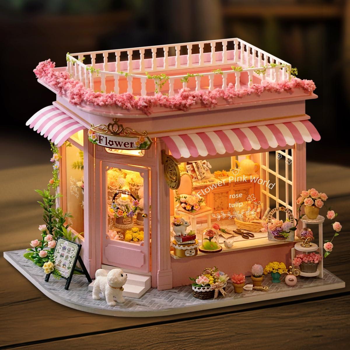 Kit de Casa en Miniatura CUTEROOM - Tienda de Flores Colorida