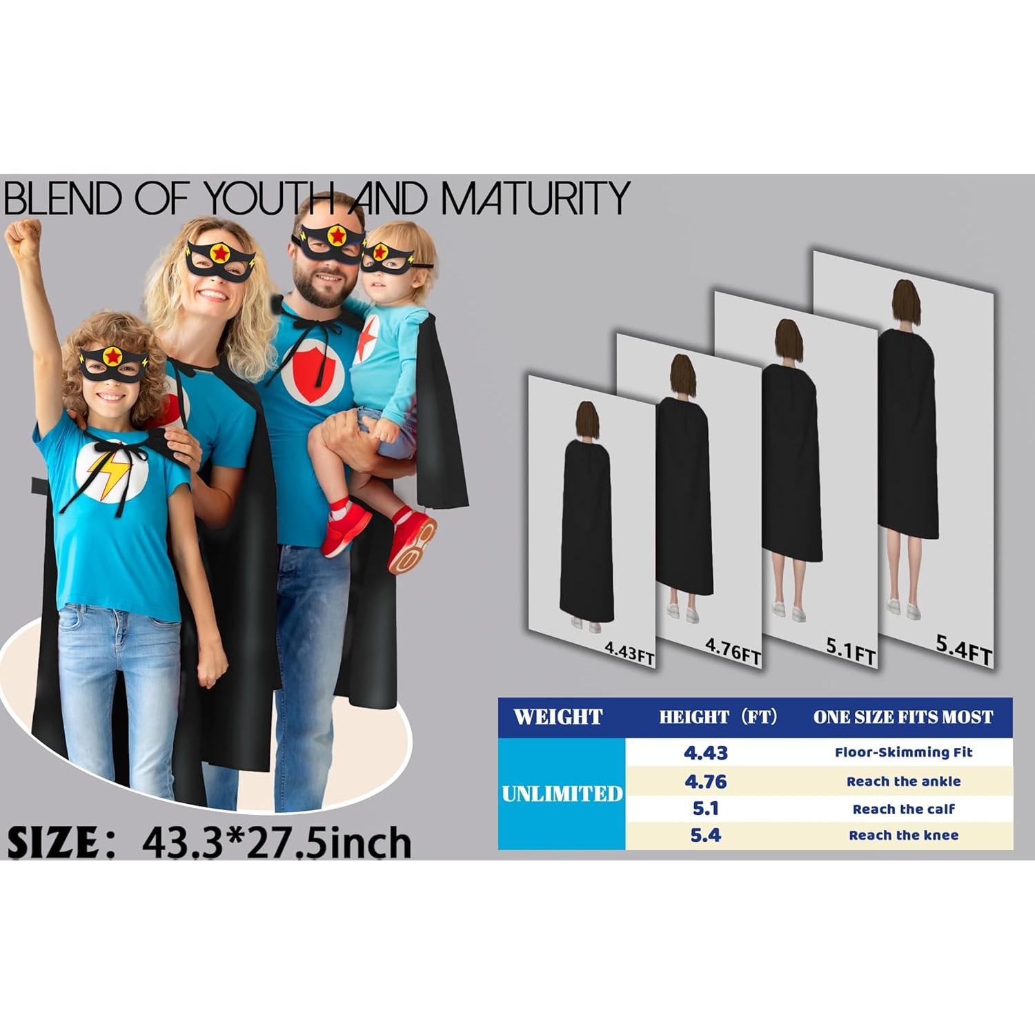 Disfraces de Superhéroe iROLEWIN con Capa y Máscara Adultos