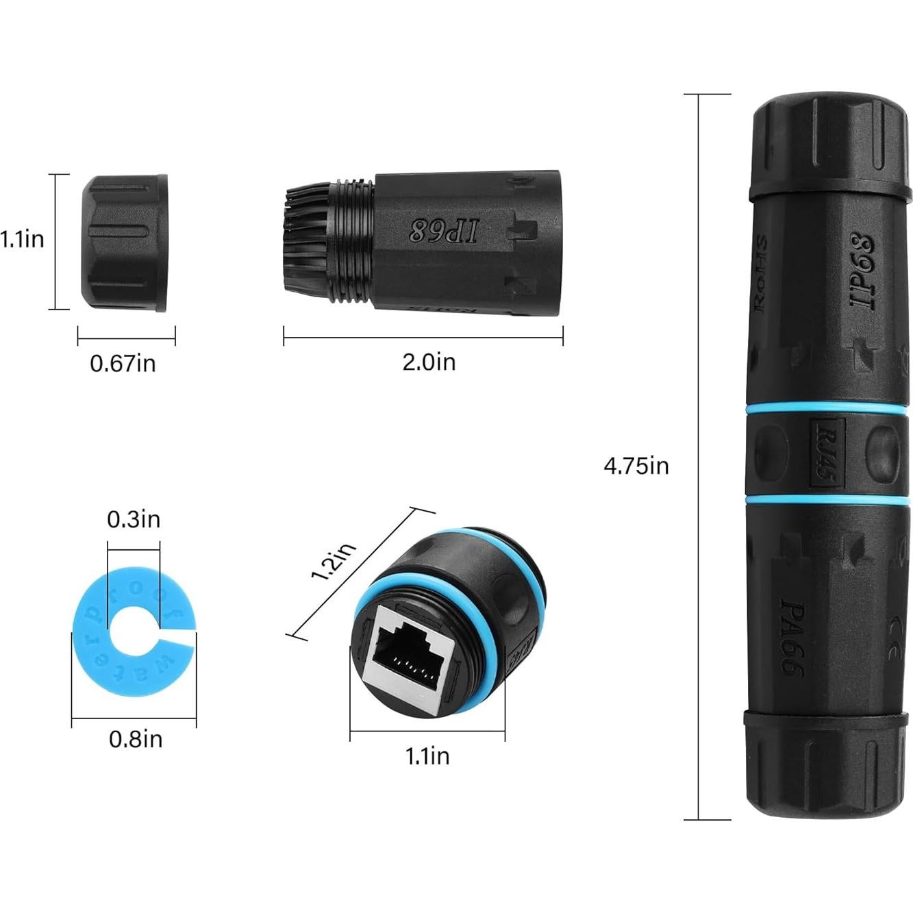 Acoplador RJ45 Impermeable IP68 SinLoon 2 Unidades Cat6