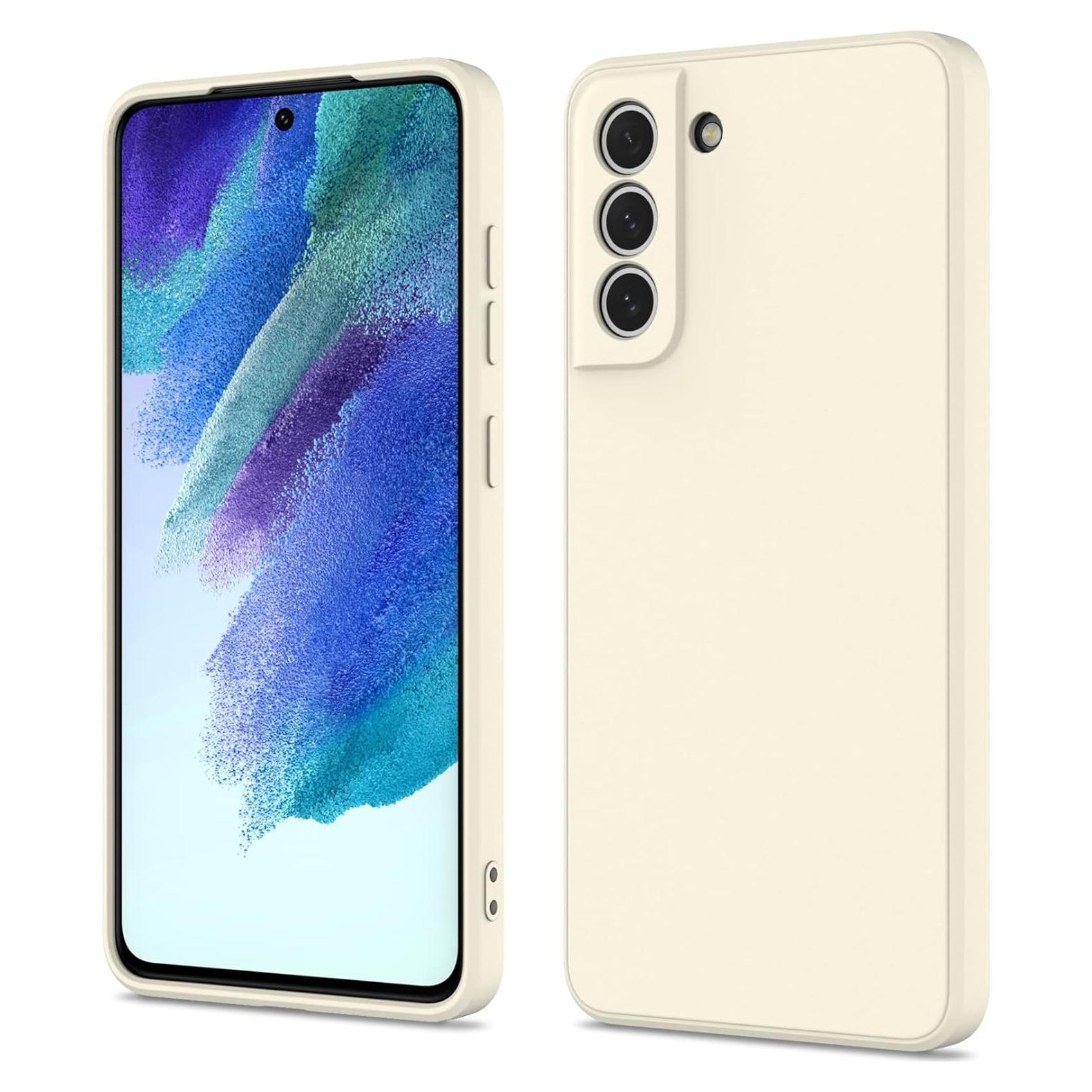 Funda de Silicona Líquida LEKEVO para Samsung Galaxy S21 FE 5G - Blanco Antiguo