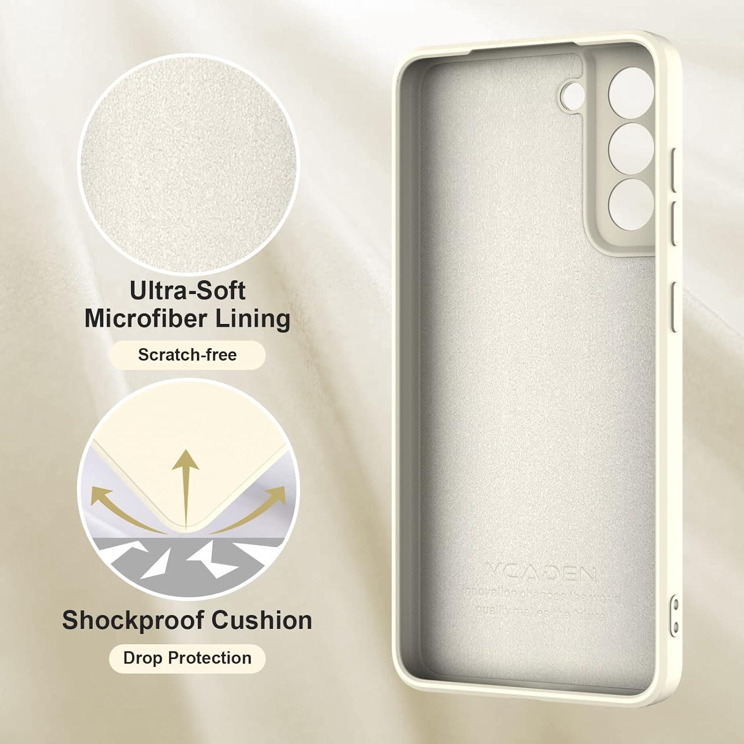 Funda de Silicona Líquida LEKEVO para Samsung Galaxy S21 FE 5G - Blanco Antiguo