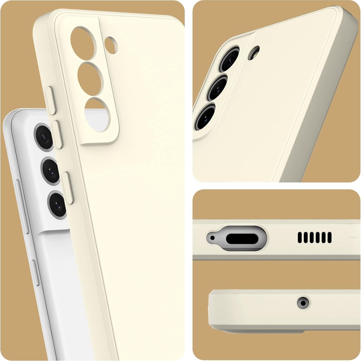 Funda de Silicona Líquida LEKEVO para Samsung Galaxy S21 FE 5G - Blanco Antiguo