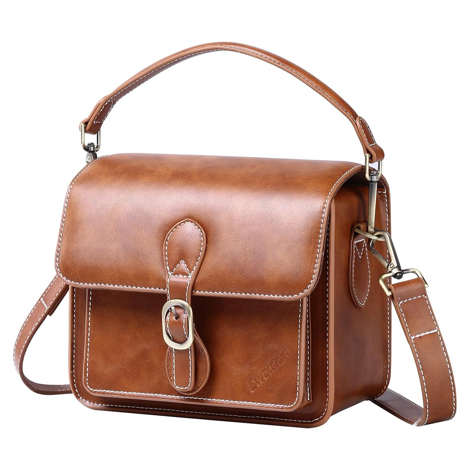 Bolsa de Hombro Cwatcun para Cámara Compacta Impermeable Marrón