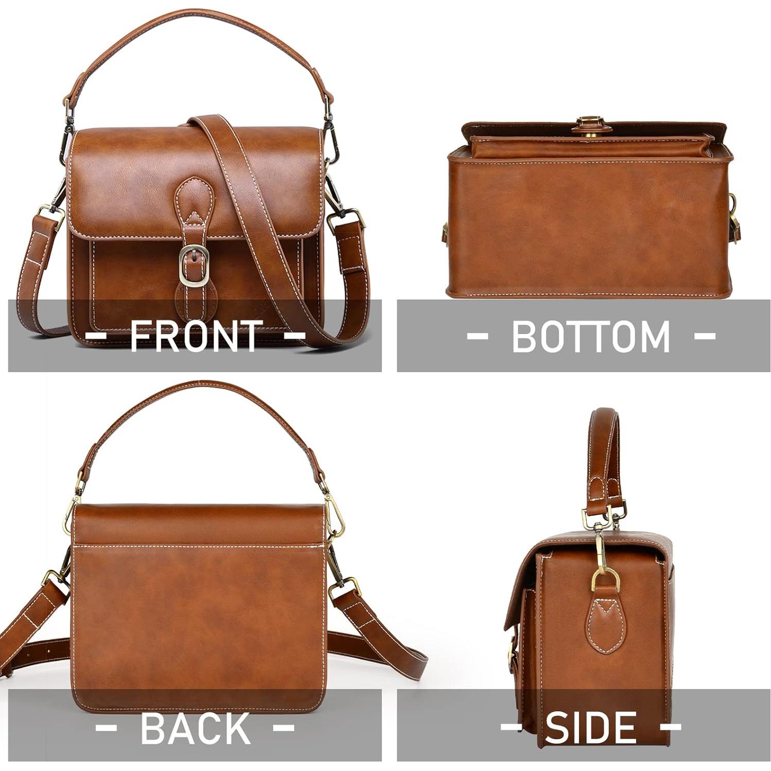 Bolsa de Hombro Cwatcun para Cámara Compacta Impermeable Marrón