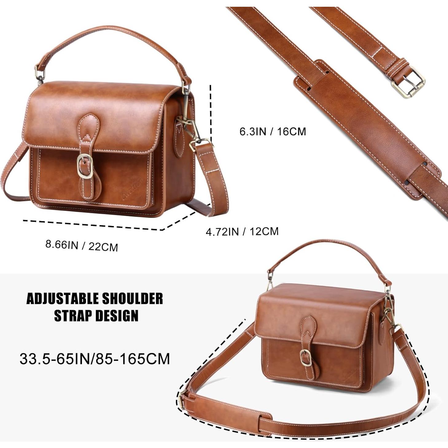 Bolsa de Hombro Cwatcun para Cámara Compacta Impermeable Marrón