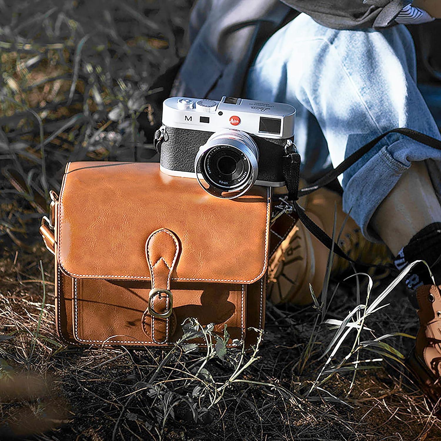 Bolsa de Hombro Cwatcun para Cámara Compacta Impermeable Marrón