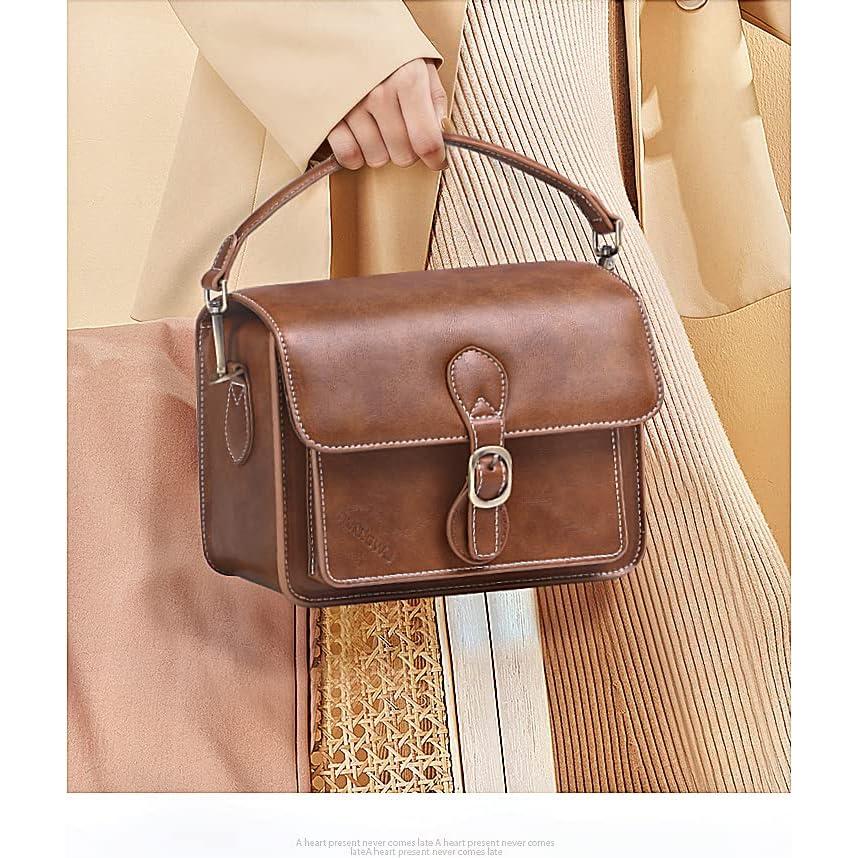 Bolsa de Hombro Cwatcun para Cámara Compacta Impermeable Marrón