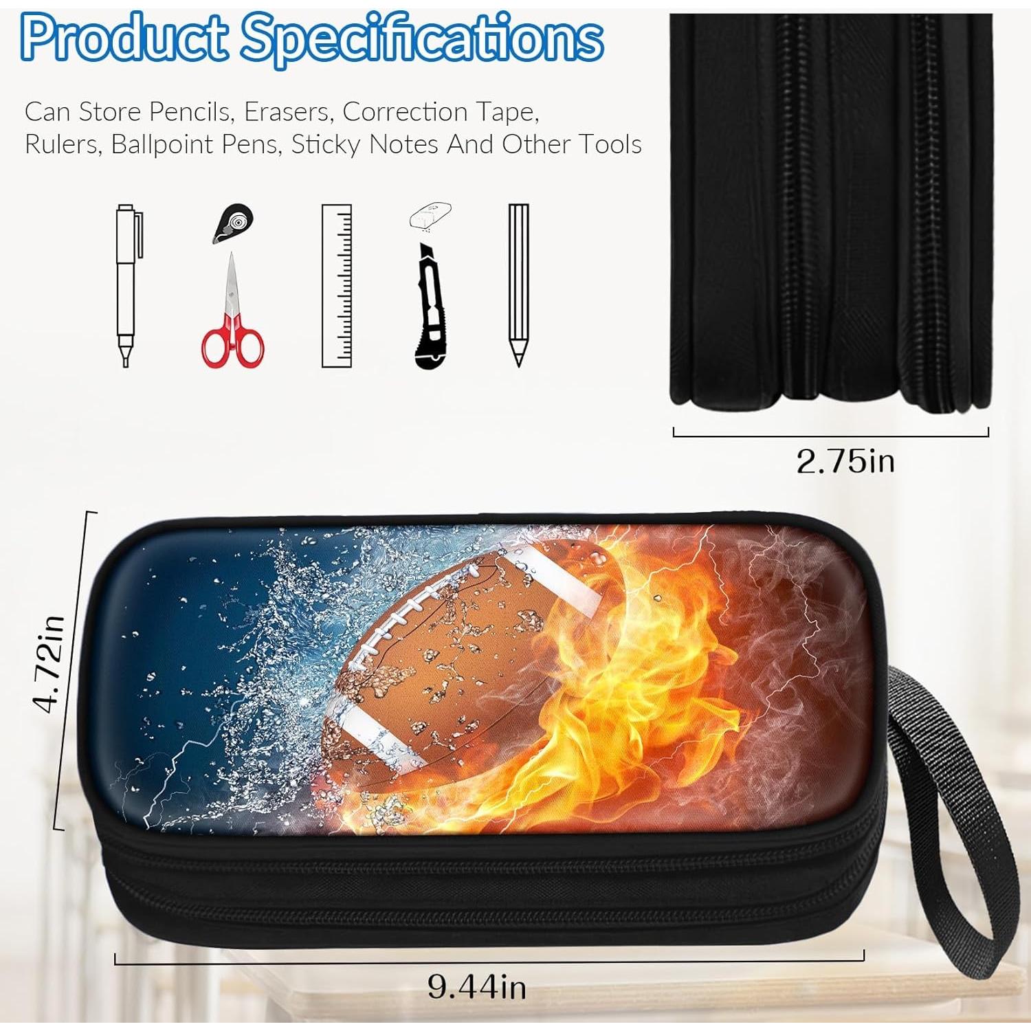 Estuche Grande para Niños TILYTADLY Fútbol Americano 24x14.6 cm