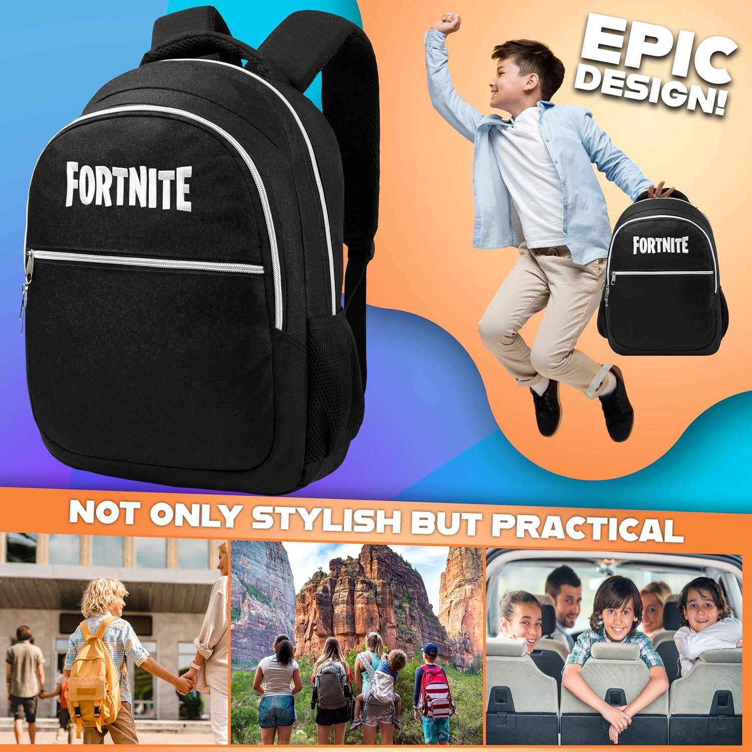 Mochila Escolar Fortnite para Niños y Adolescentes - Negro