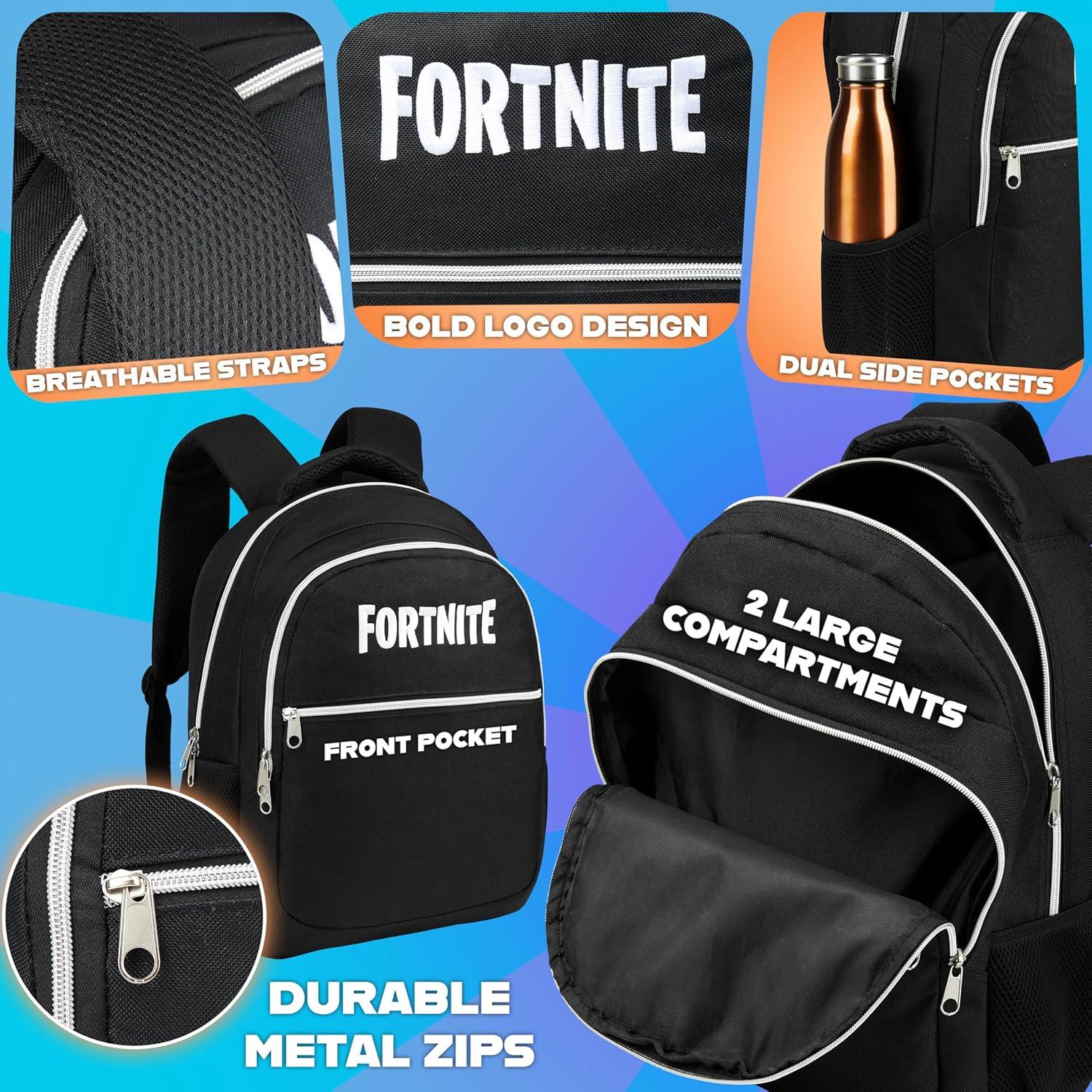 Mochila Escolar Fortnite para Niños y Adolescentes - Negro