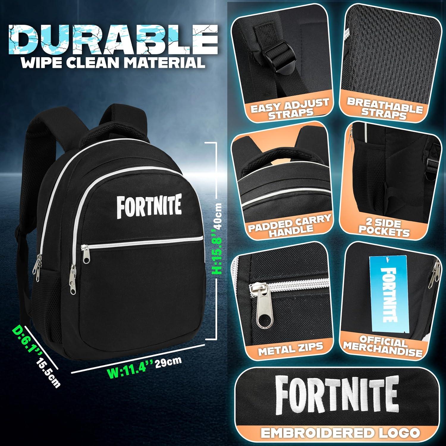 Mochila Escolar Fortnite para Niños y Adolescentes - Negro