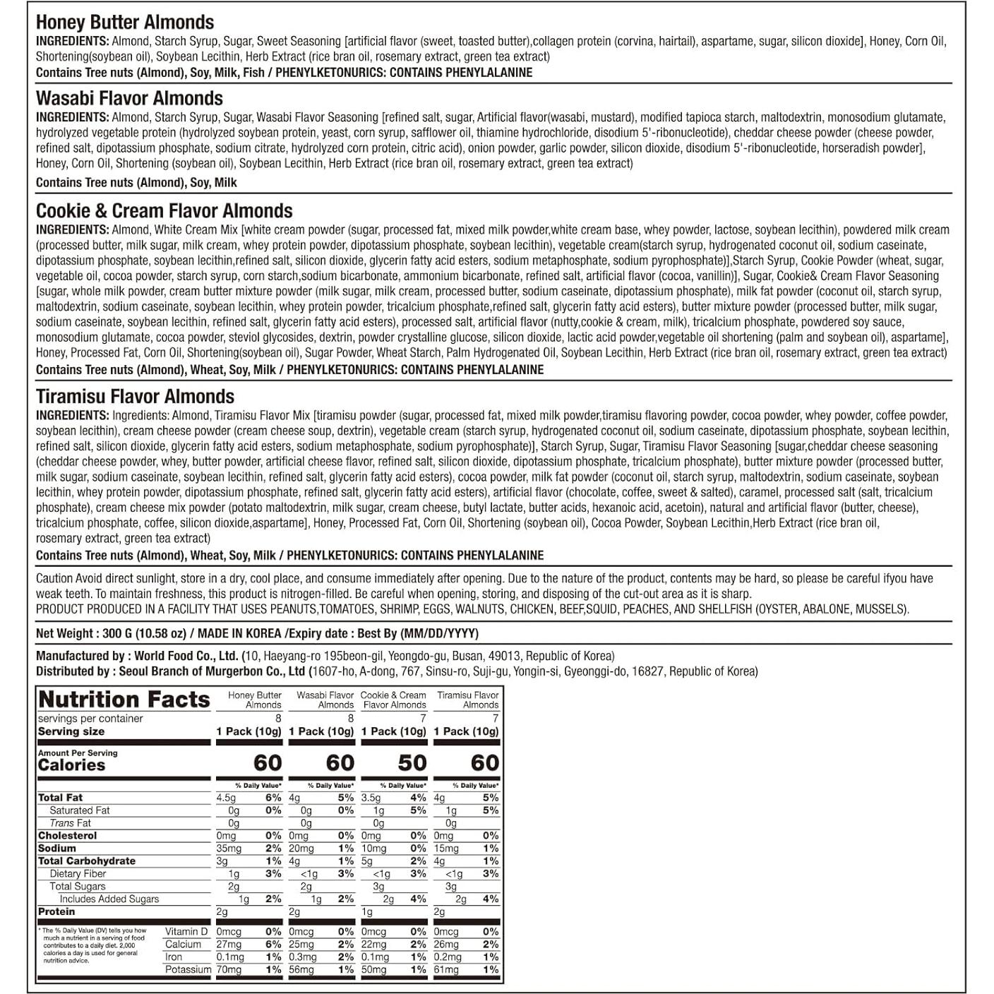 Paquete de Variedad Especial 300g x 2 MURGERBON - Almendras Saborizadas