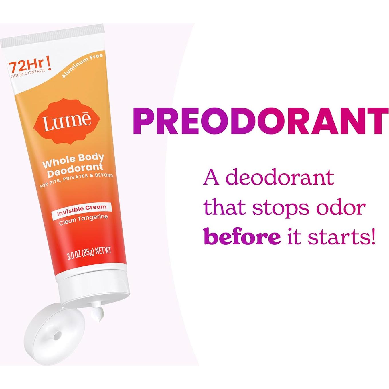 Desodorante Corporal Lume 85g - Control de Olores 72h - Mandarina