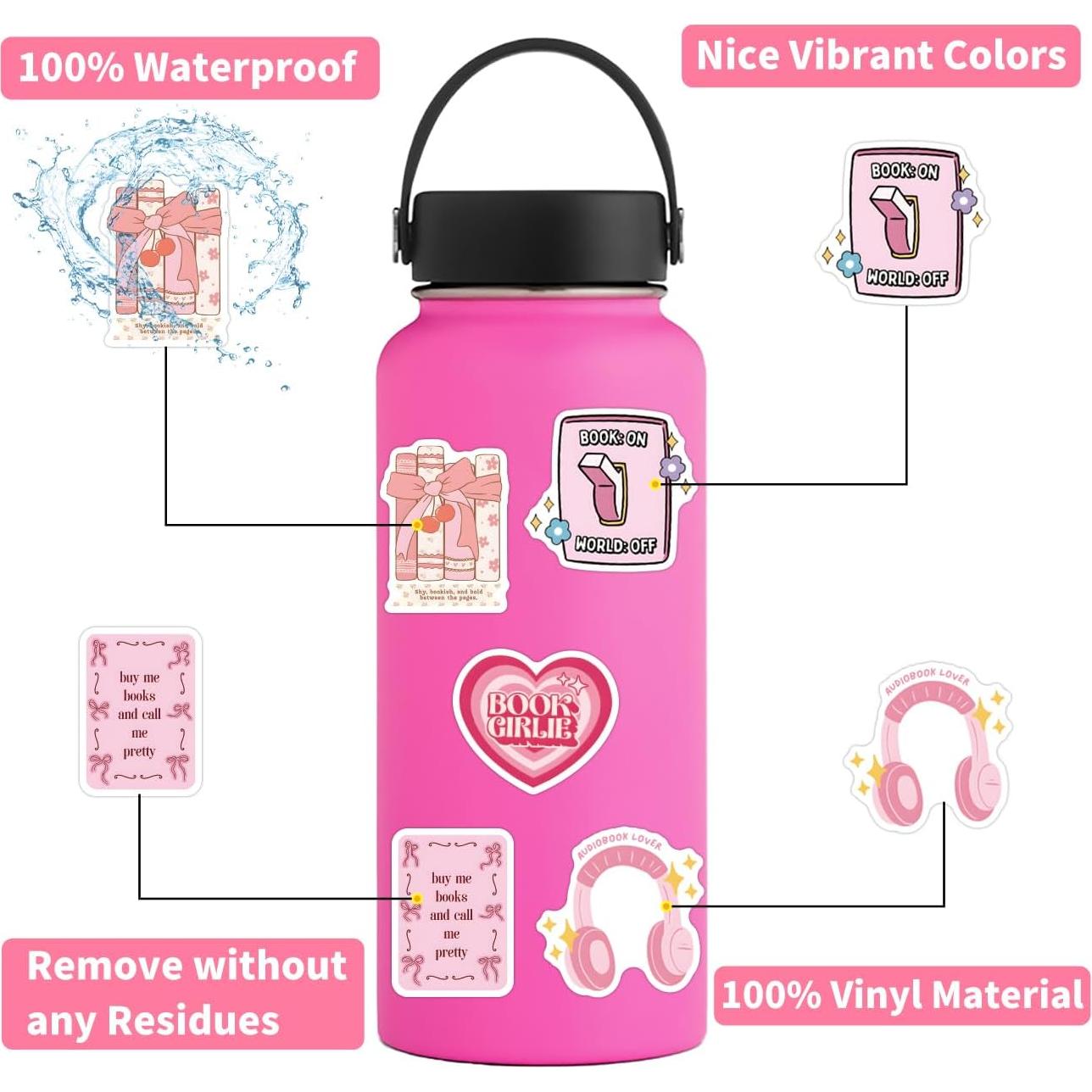 120 Pegatinas Rosadas WQOWEHI para Libros y Laptops