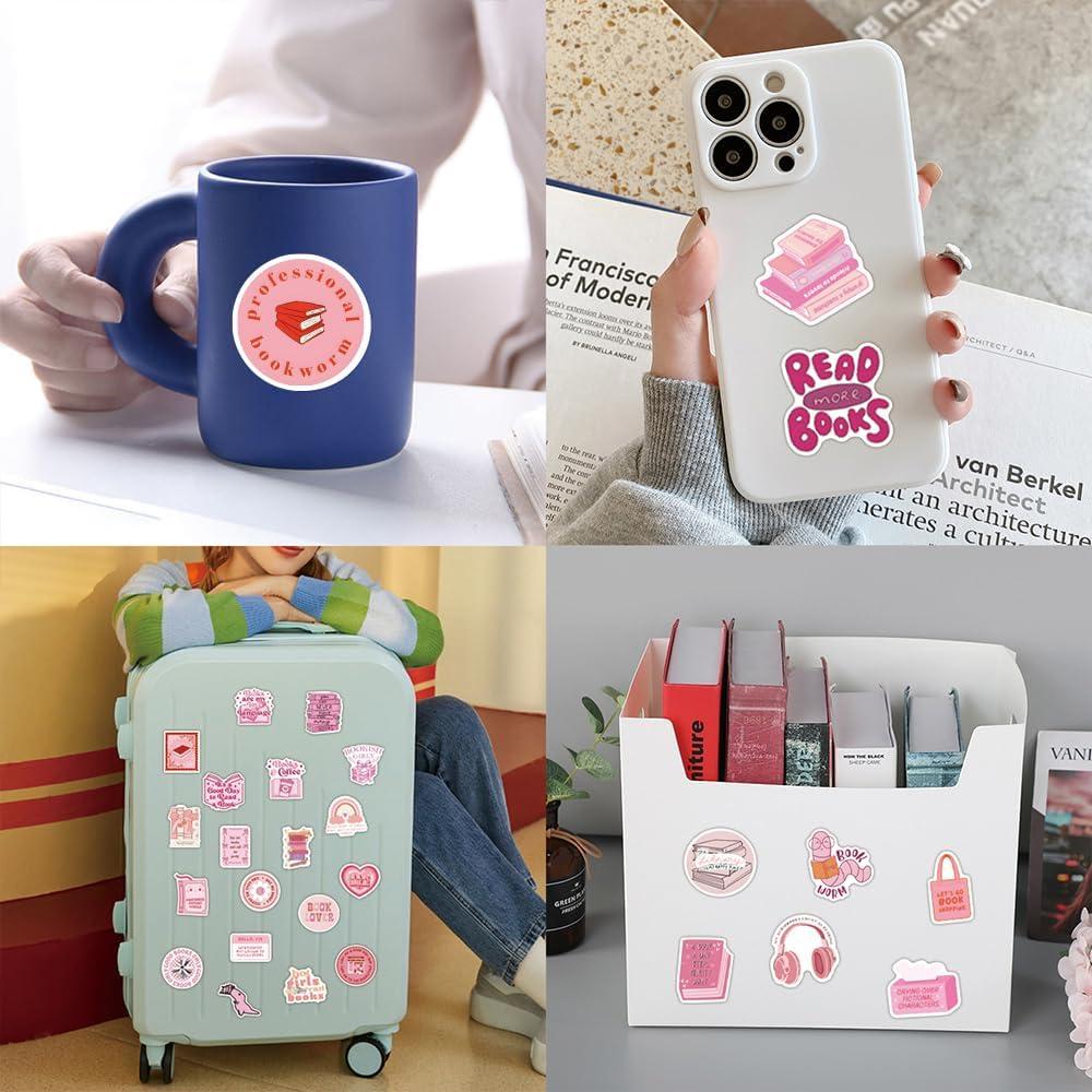 120 Pegatinas Rosadas WQOWEHI para Libros y Laptops