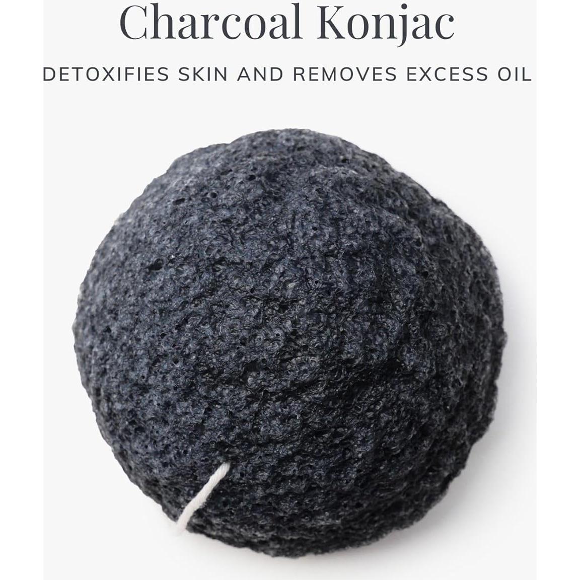 Esponja Facial Konjac Shikohin Carbón 100% Natural 9.5cm