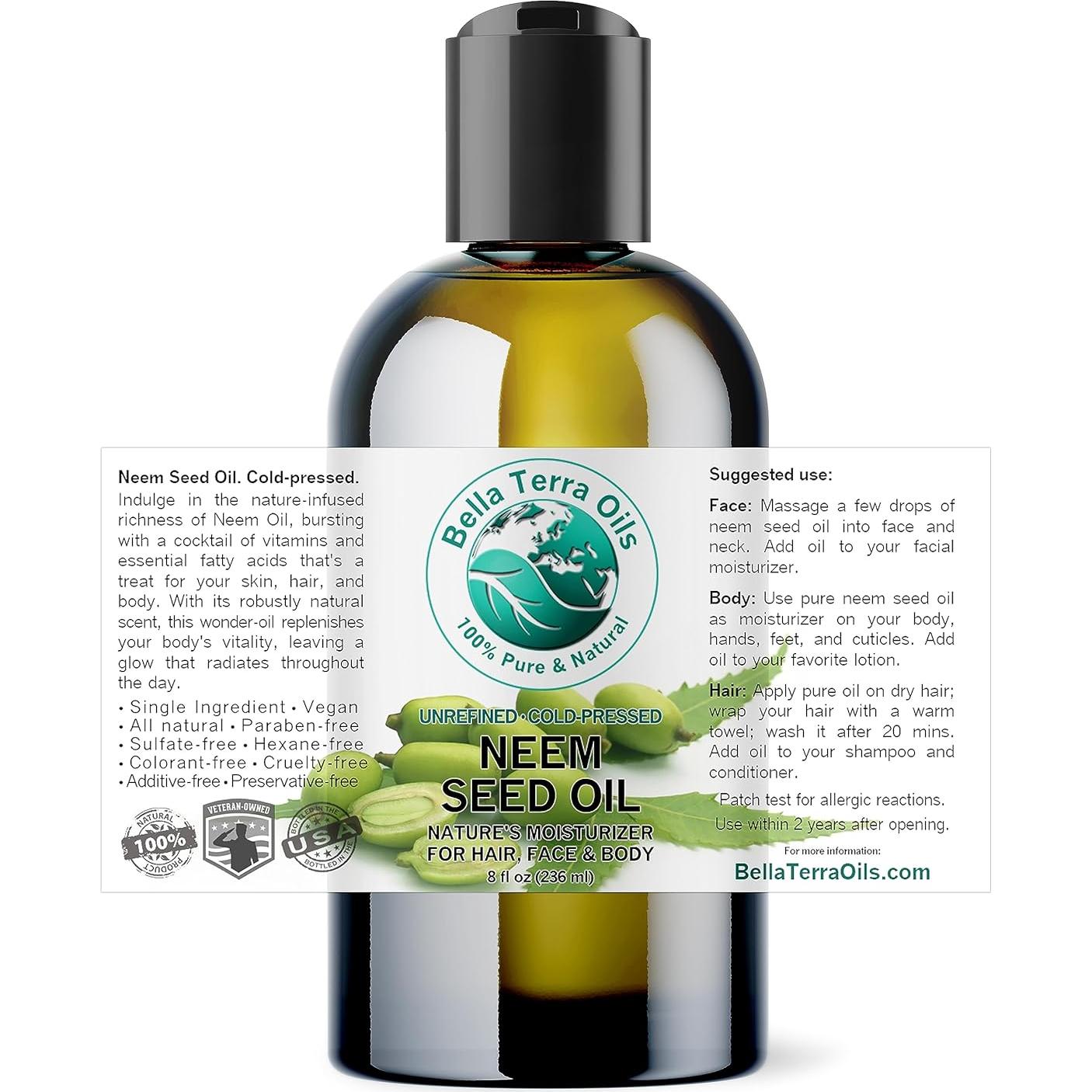 Aceite de Semilla de Neem Orgánico Bella Terra 226g - Cuidado Natural