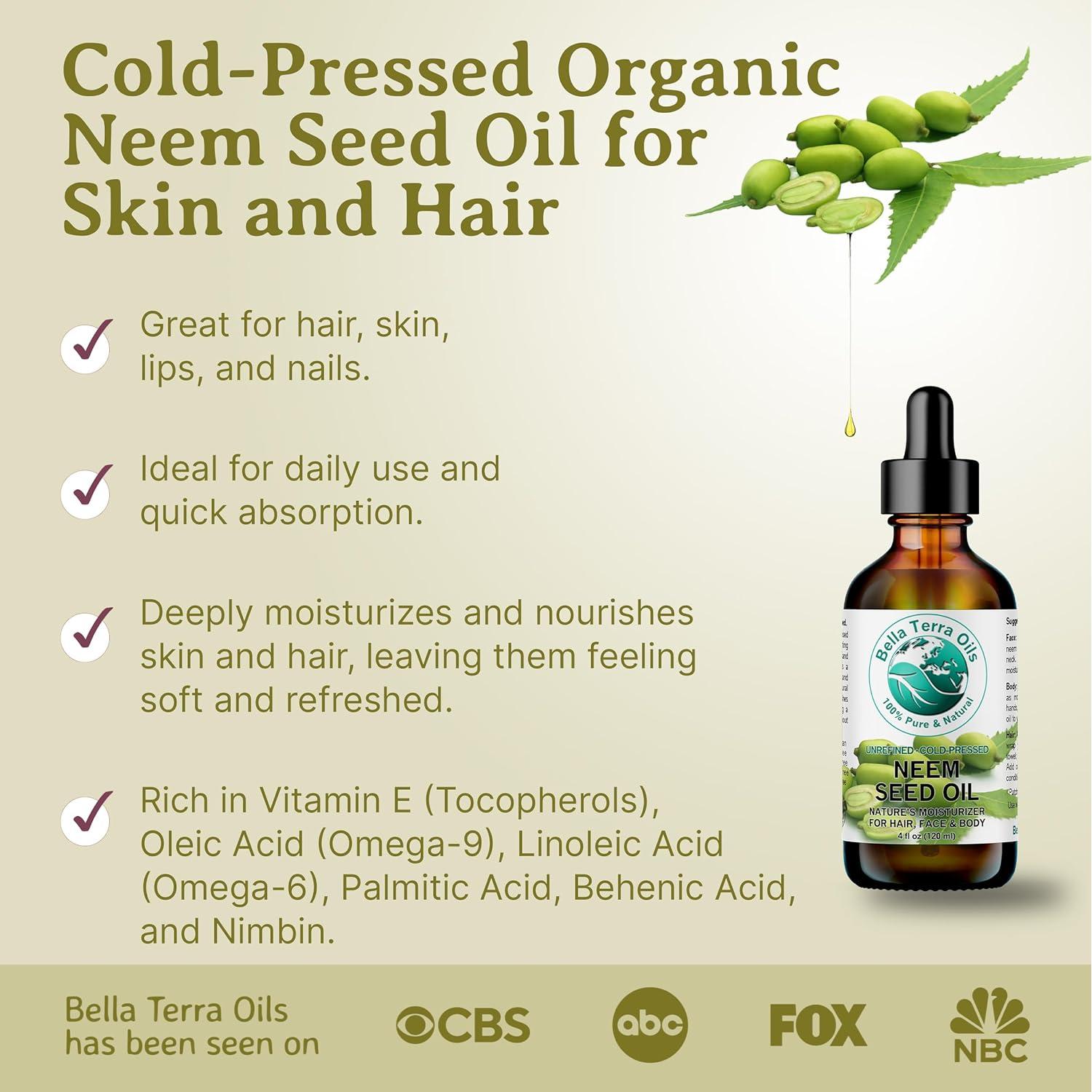 Aceite de Semilla de Neem Orgánico Bella Terra 226g - Cuidado Natural