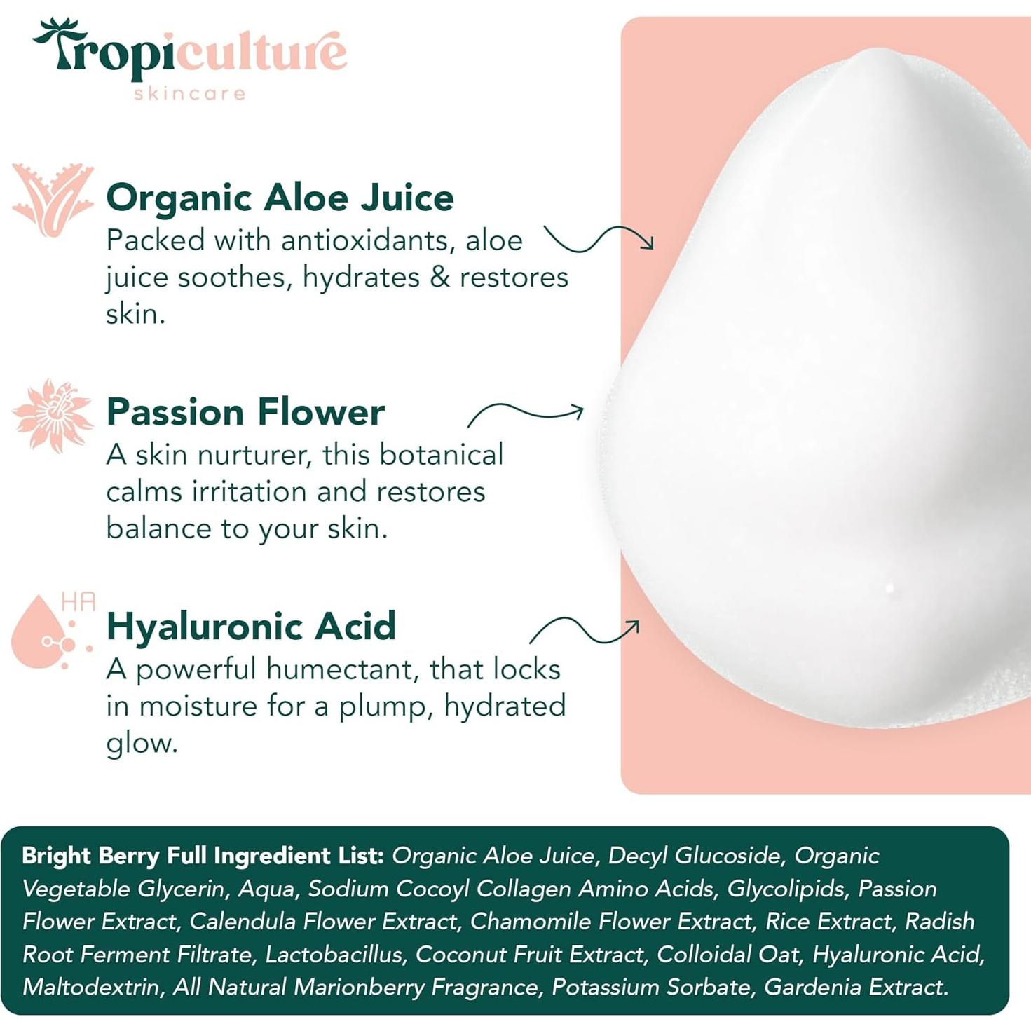 Limpiador Facial Espumoso Tropiculture Baya Brillante 226g