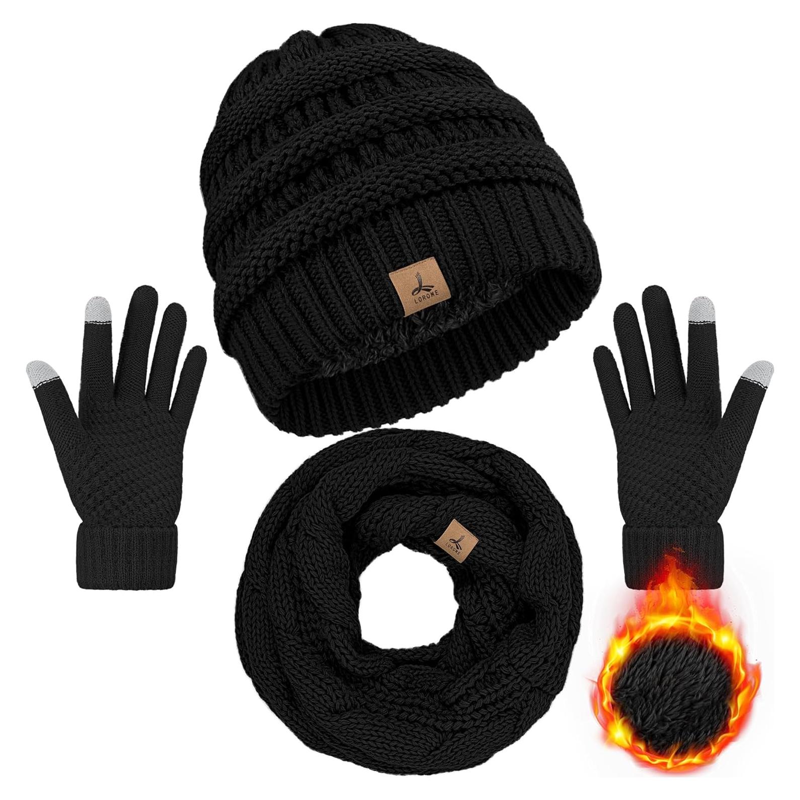 Conjunto de gorro, bufanda y guantes táctiles LOROME - Invierno Unisex