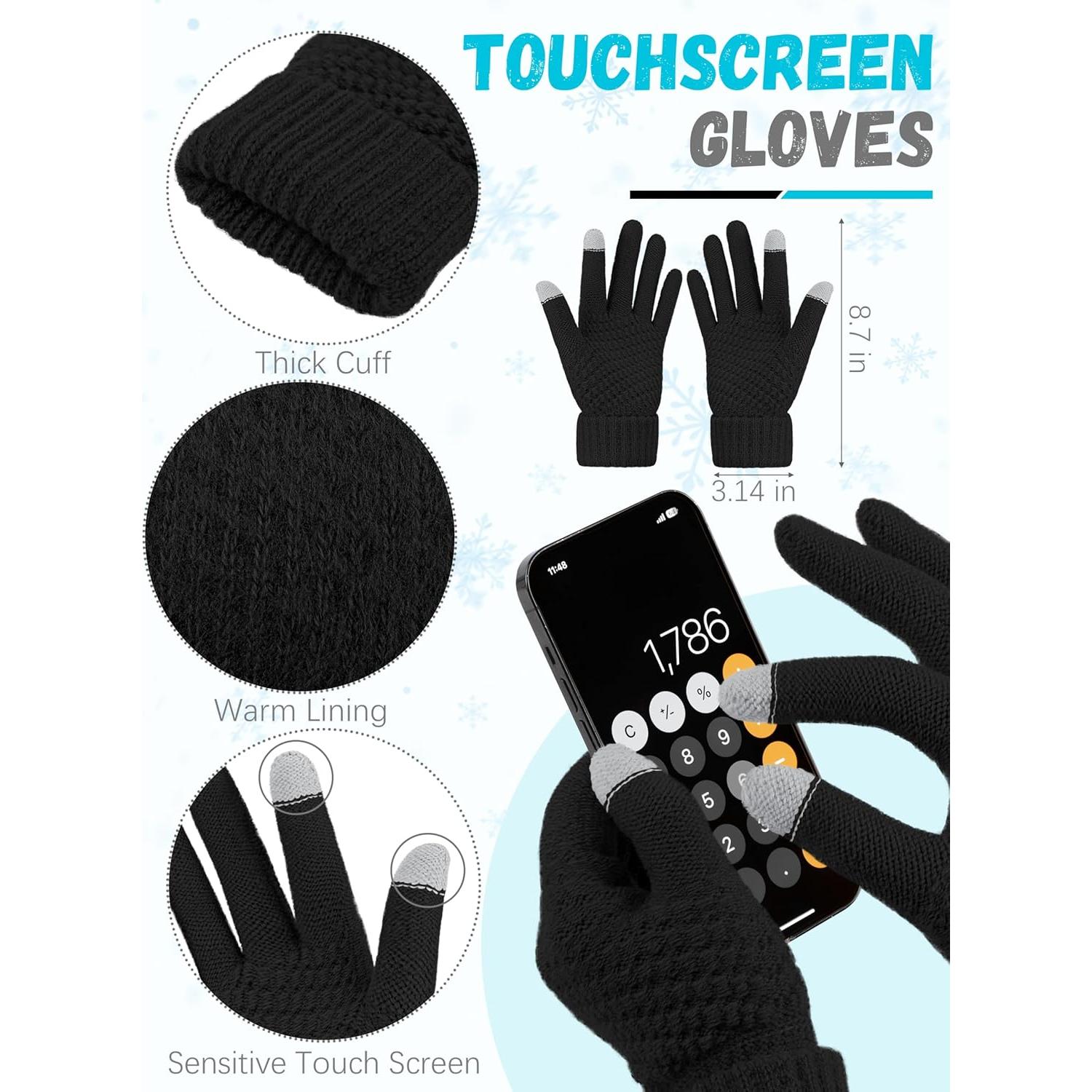 Conjunto de gorro, bufanda y guantes táctiles LOROME - Invierno Unisex