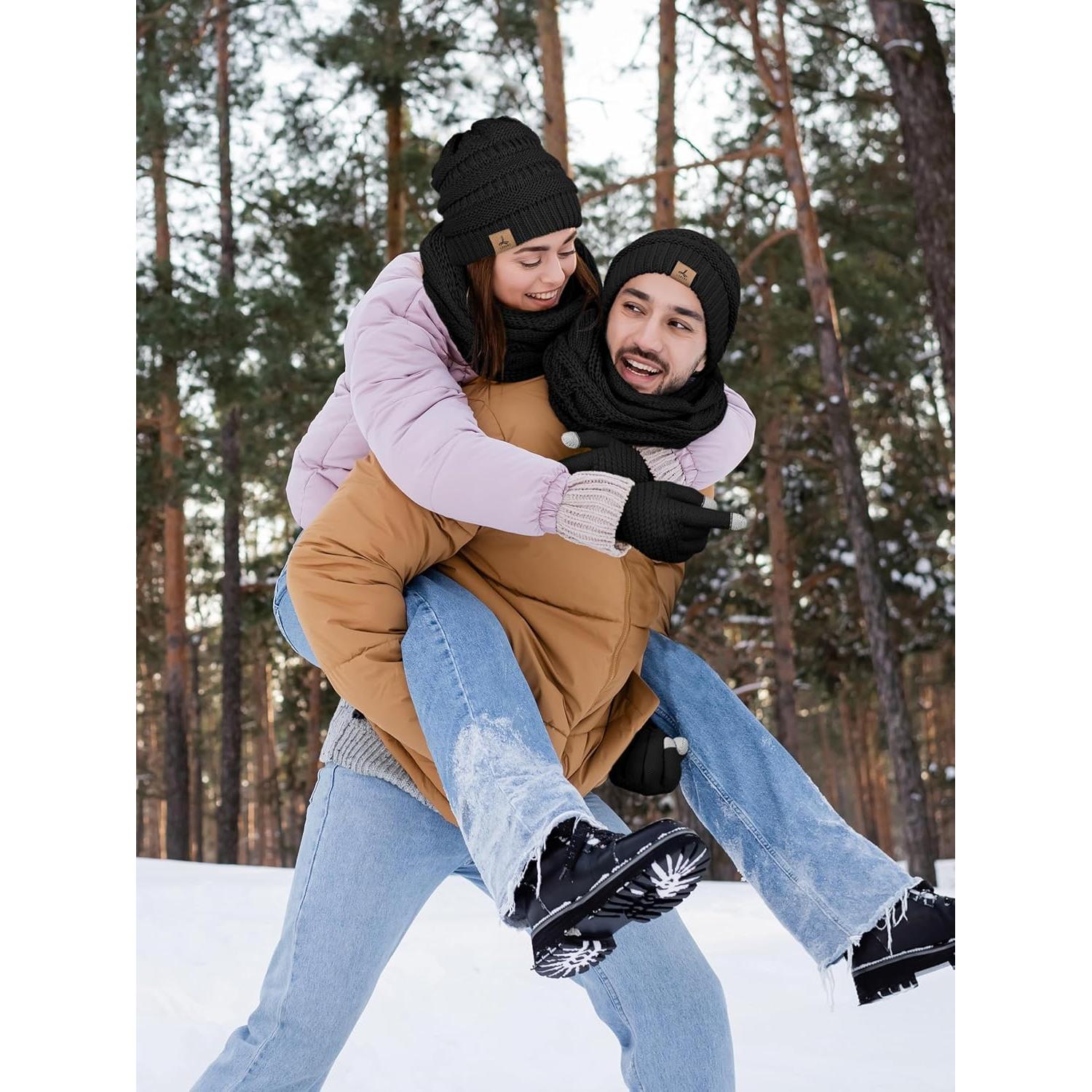 Conjunto de gorro, bufanda y guantes táctiles LOROME - Invierno Unisex