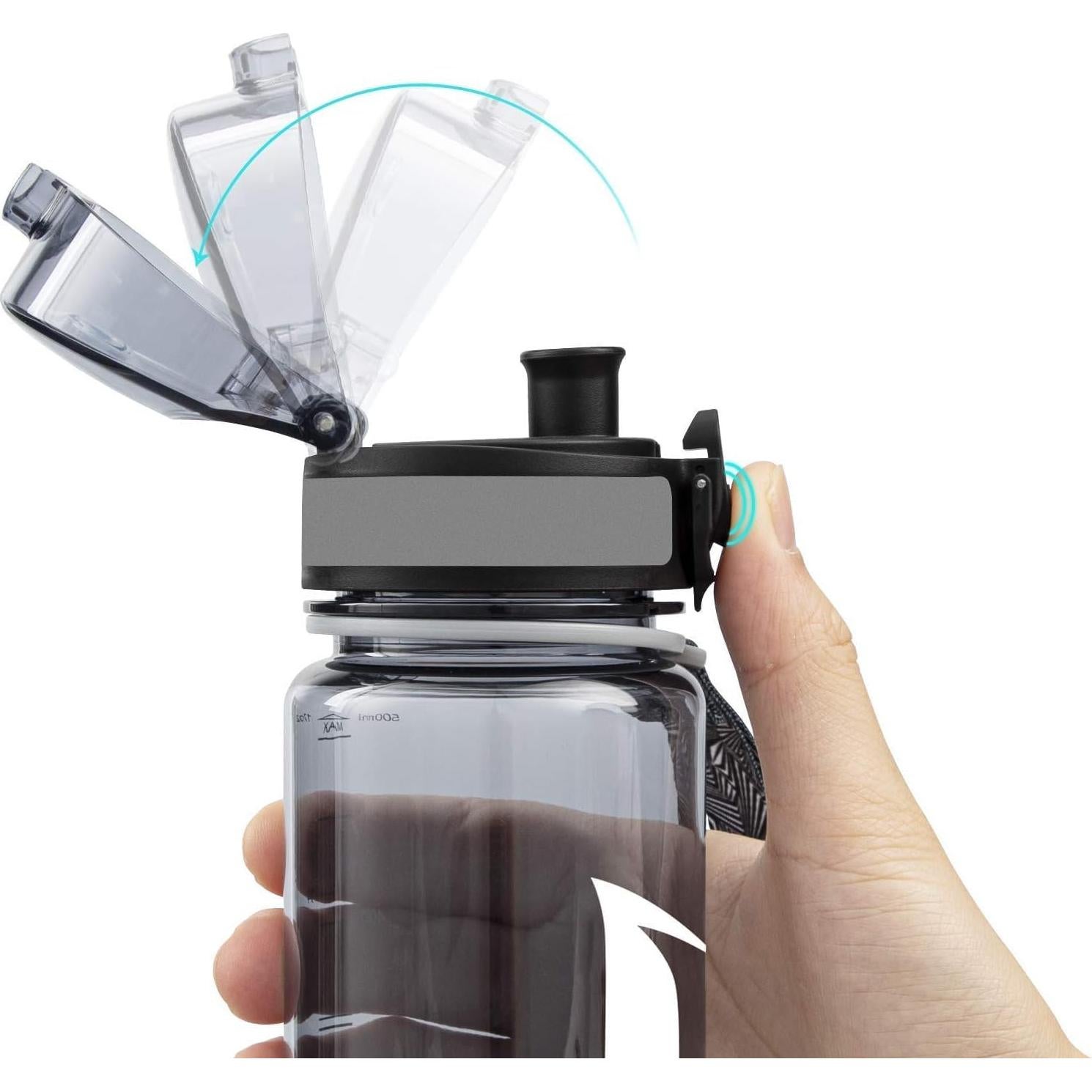 Botella de Agua Super Sparrow 500 ml Tritan Sin BPA Gris