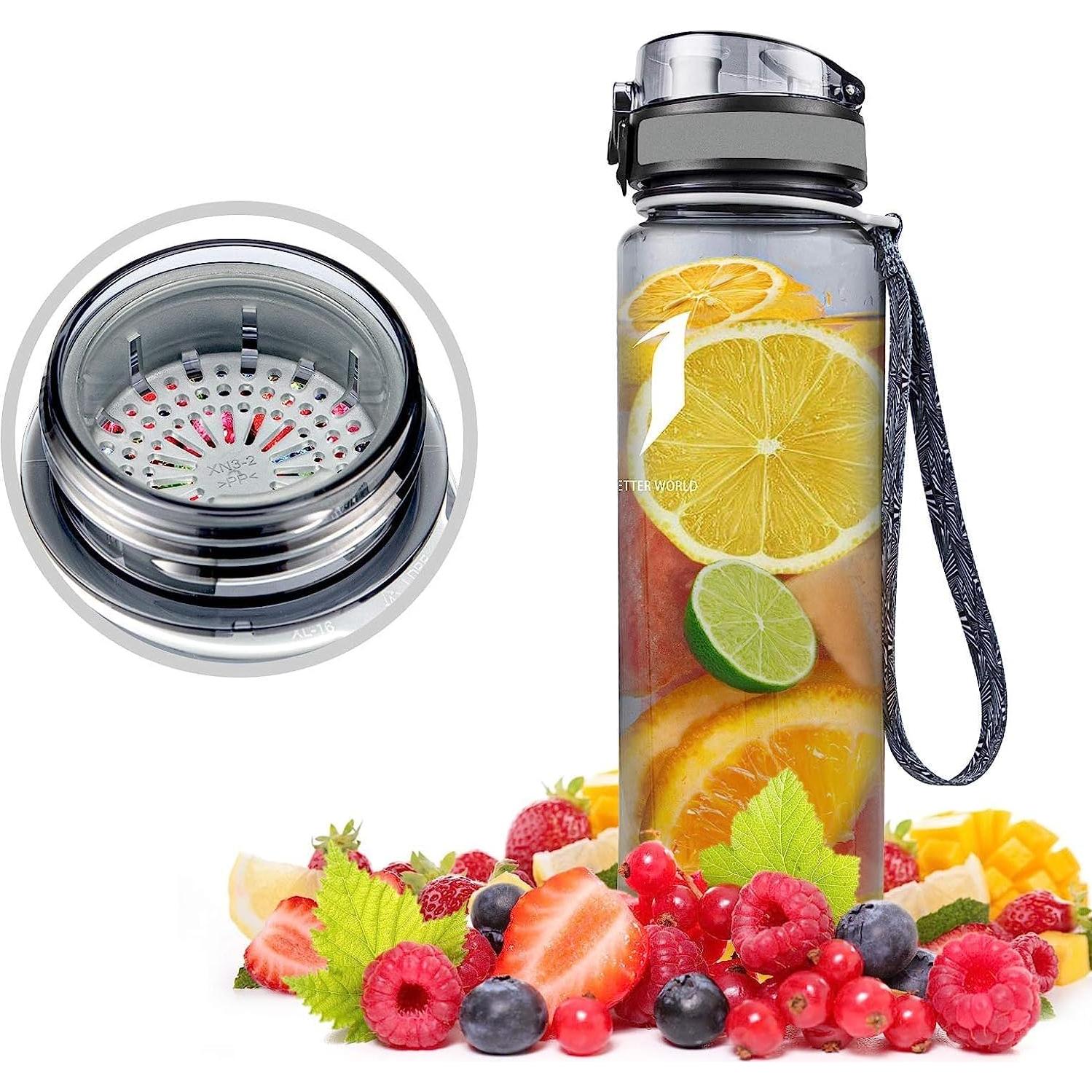 Botella de Agua Super Sparrow 500 ml Tritan Sin BPA Gris