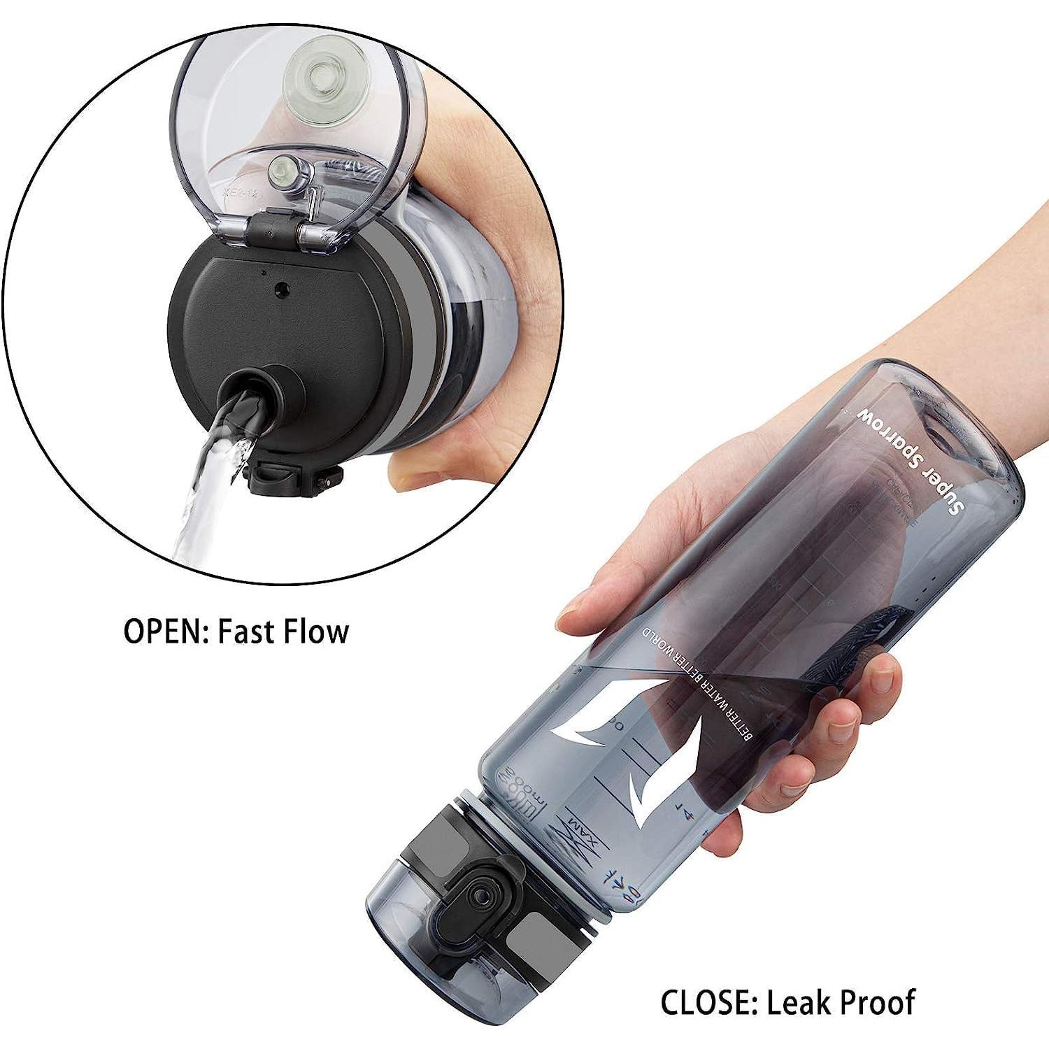 Botella de Agua Super Sparrow 500 ml Tritan Sin BPA Gris