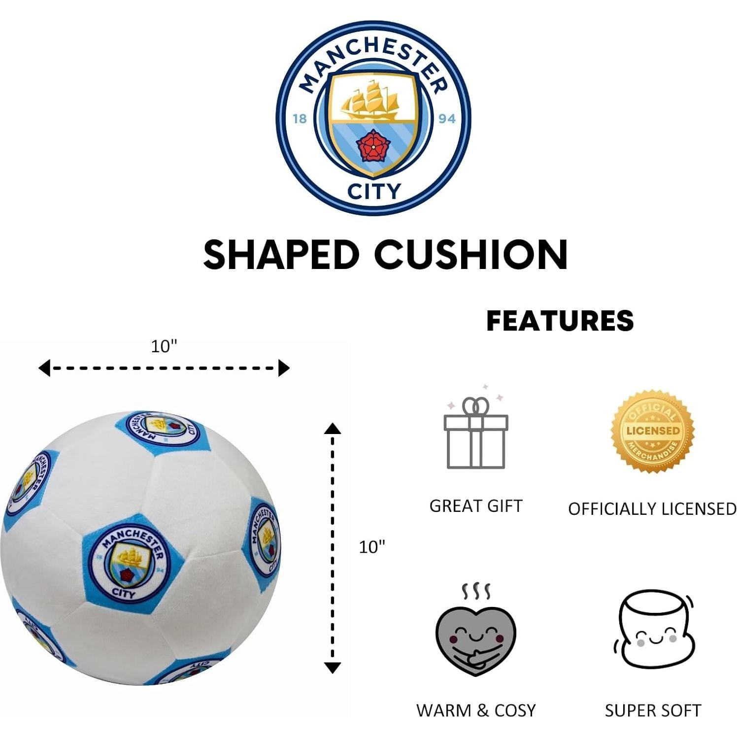 Cojín decorativo Manchester City 25cm | Pelota de peluche