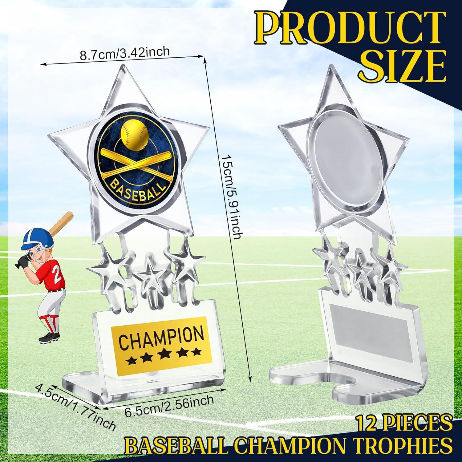 Trofeos de Béisbol Tondiamo 12 Pcs Acrílico 15x6.5 cm