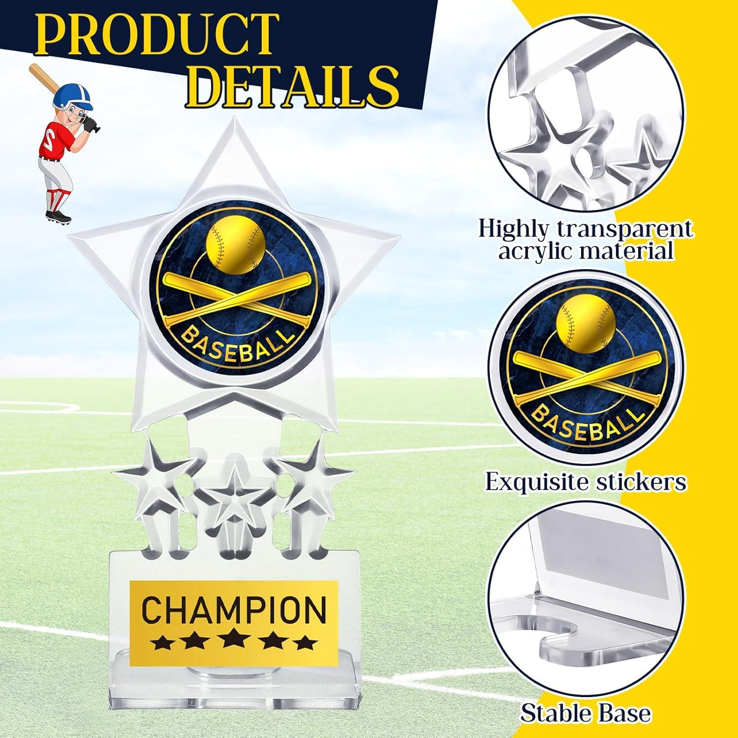 Trofeos de Béisbol Tondiamo 12 Pcs Acrílico 15x6.5 cm