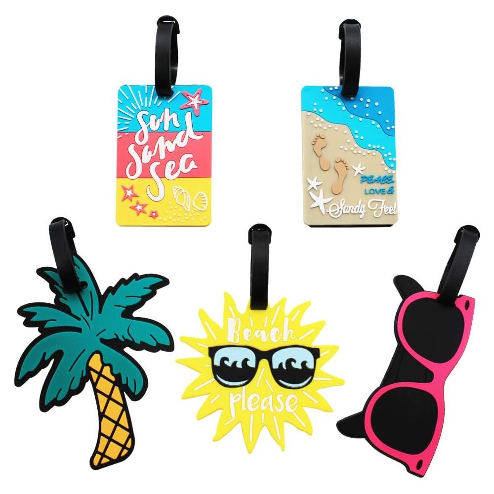Set de 5 Etiquetas de Equipaje Mziart Multicolor Tropicales