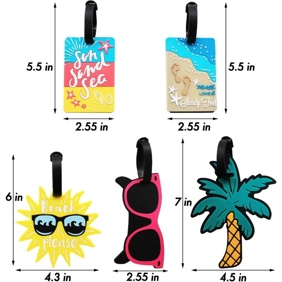 Set de 5 Etiquetas de Equipaje Mziart Multicolor Tropicales