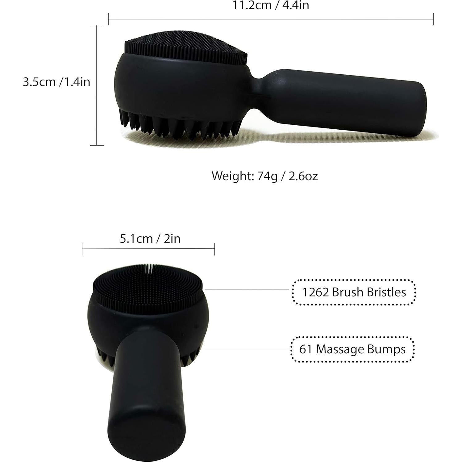 Cepillo Facial de Silicona 2 en 1 MtBoi Exfoliante Negro