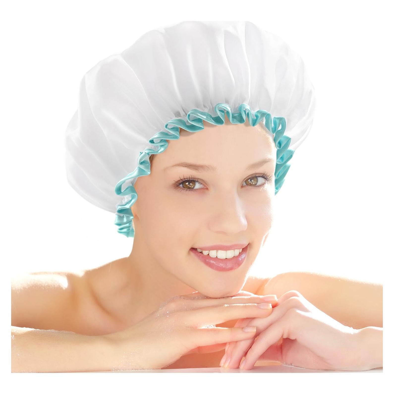 Gorro de Ducha Mikimini Blanco XL para Cabello Largo - Impermeable