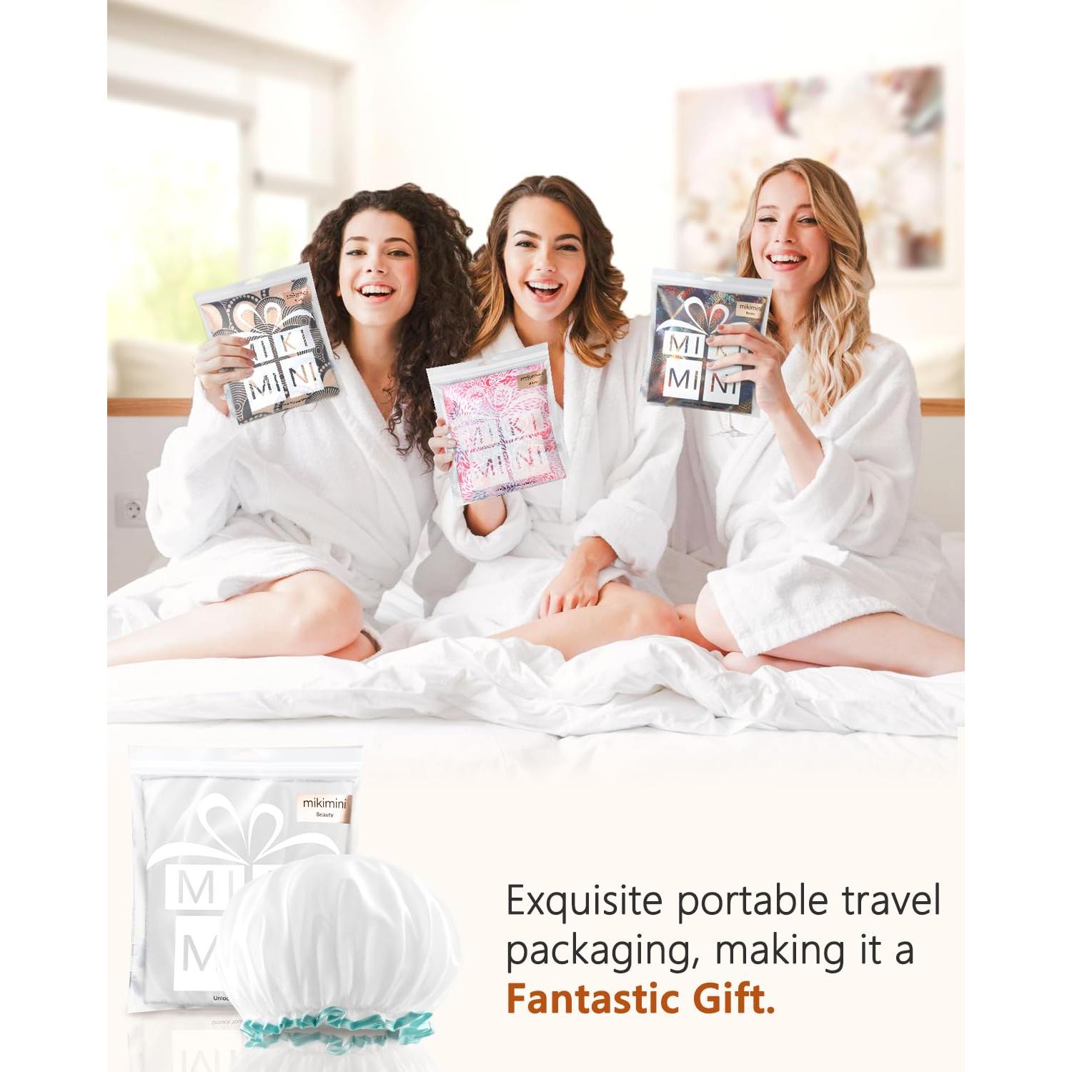 Gorro de Ducha Mikimini Blanco XL para Cabello Largo - Impermeable