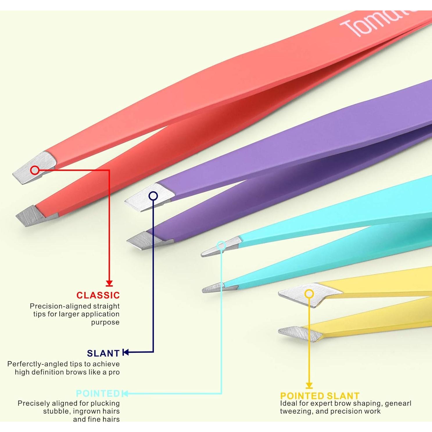 Juego de Pinzas de Precisión Tomata - 4 Piezas Acero Inoxidable
