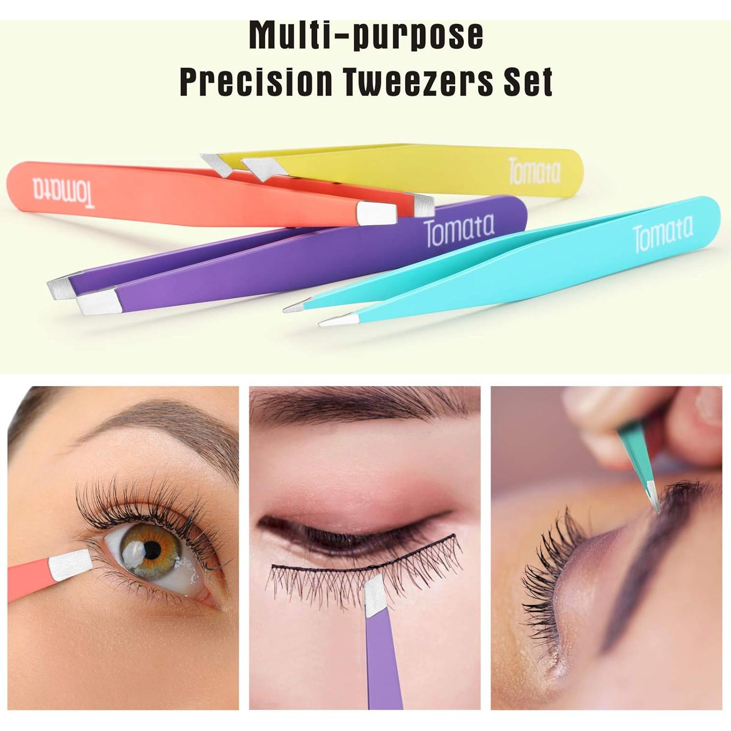 Juego de Pinzas de Precisión Tomata - 4 Piezas Acero Inoxidable