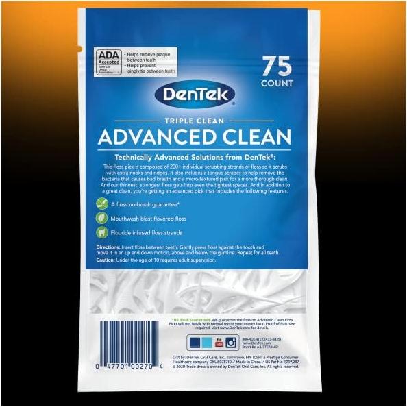 Hilo Dental DenTek Triple Clean 75 Unidades Sabor Enjuague