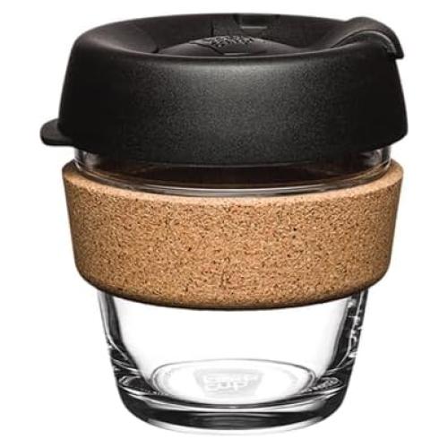 Vaso de Vidrio Reutilizable KeepCup Brew Cork 227ml Negro