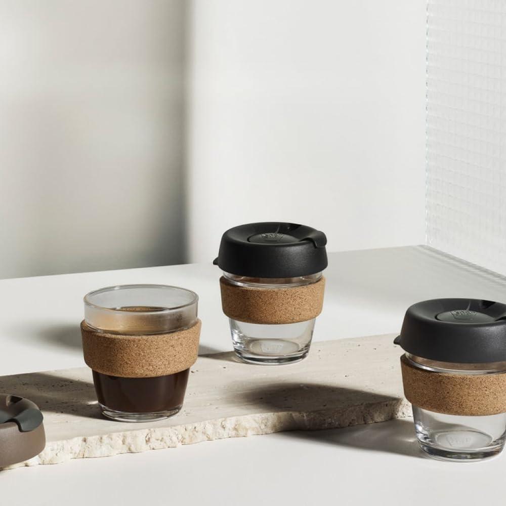 Vaso de Vidrio Reutilizable KeepCup Brew Cork 227ml Negro