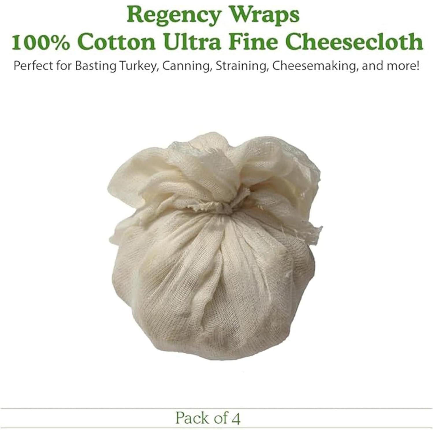 Tela de Queso Ultra Fina 100% Algodón Regency Wraps 4 Pzas
