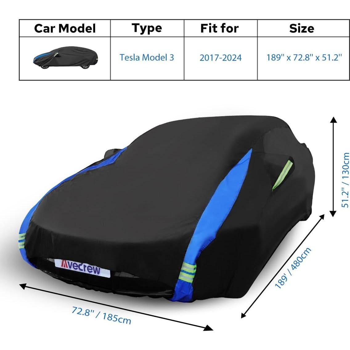 Funda para auto Avecrew Tesla Model 3 2017-2024 impermeable