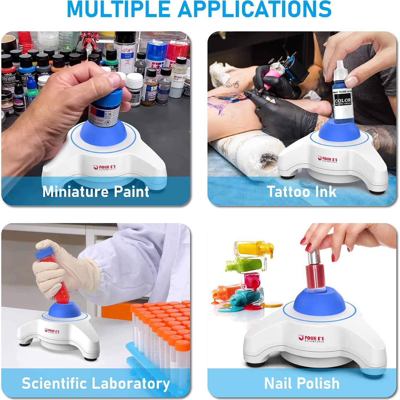 Mezclador Vortex Mini Four E's Scientific 5600 RPM Azul con Tapa Extra y 300 Bolas