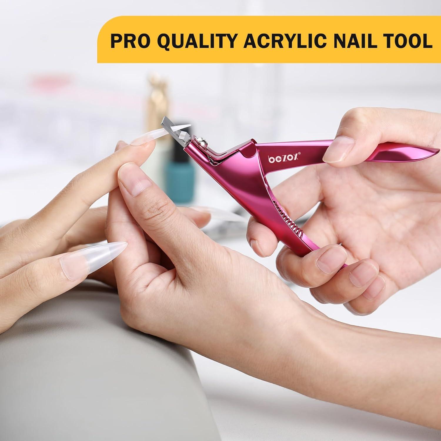 Cortador de Uñas Acrílicas BEZOX Profesional 11.9cm Rojo Rosa
