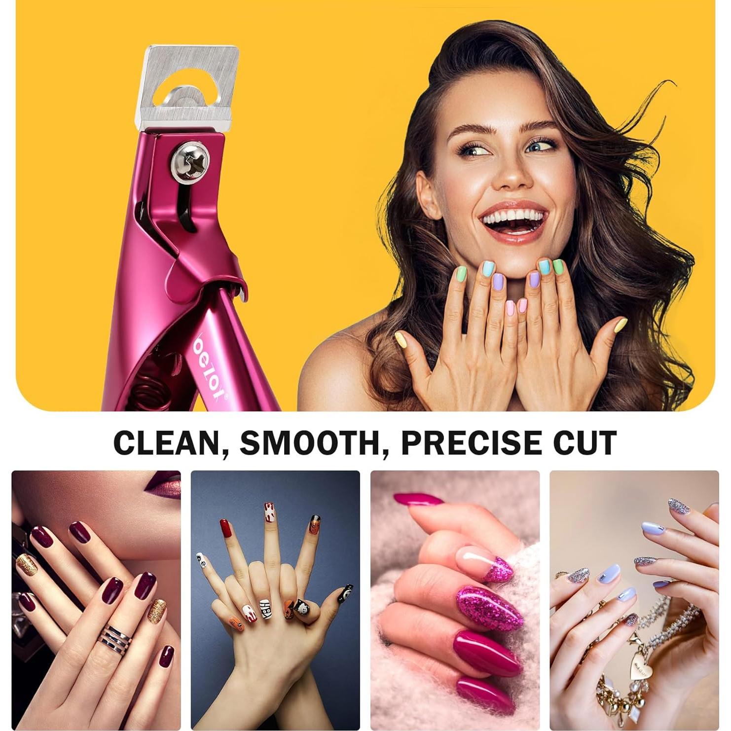 Cortador de Uñas Acrílicas BEZOX Profesional 11.9cm Rojo Rosa