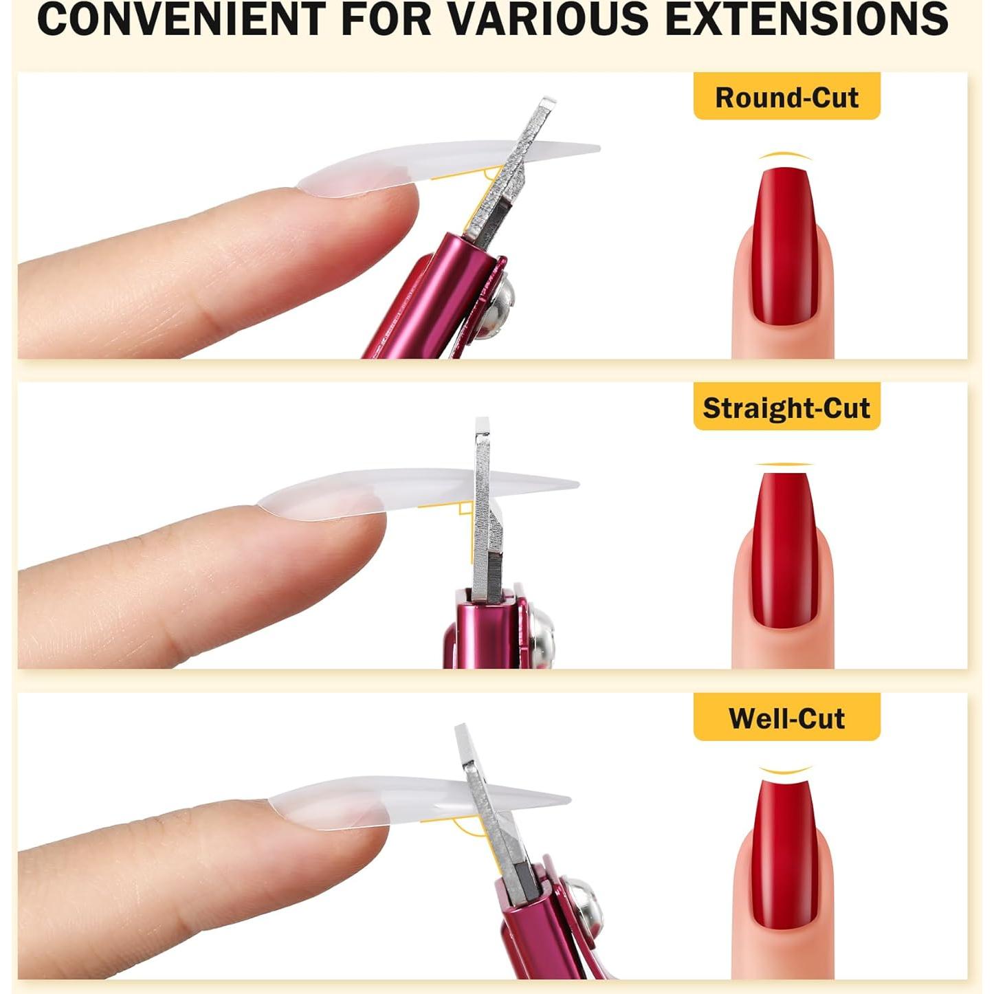 Cortador de Uñas Acrílicas BEZOX Profesional 11.9cm Rojo Rosa